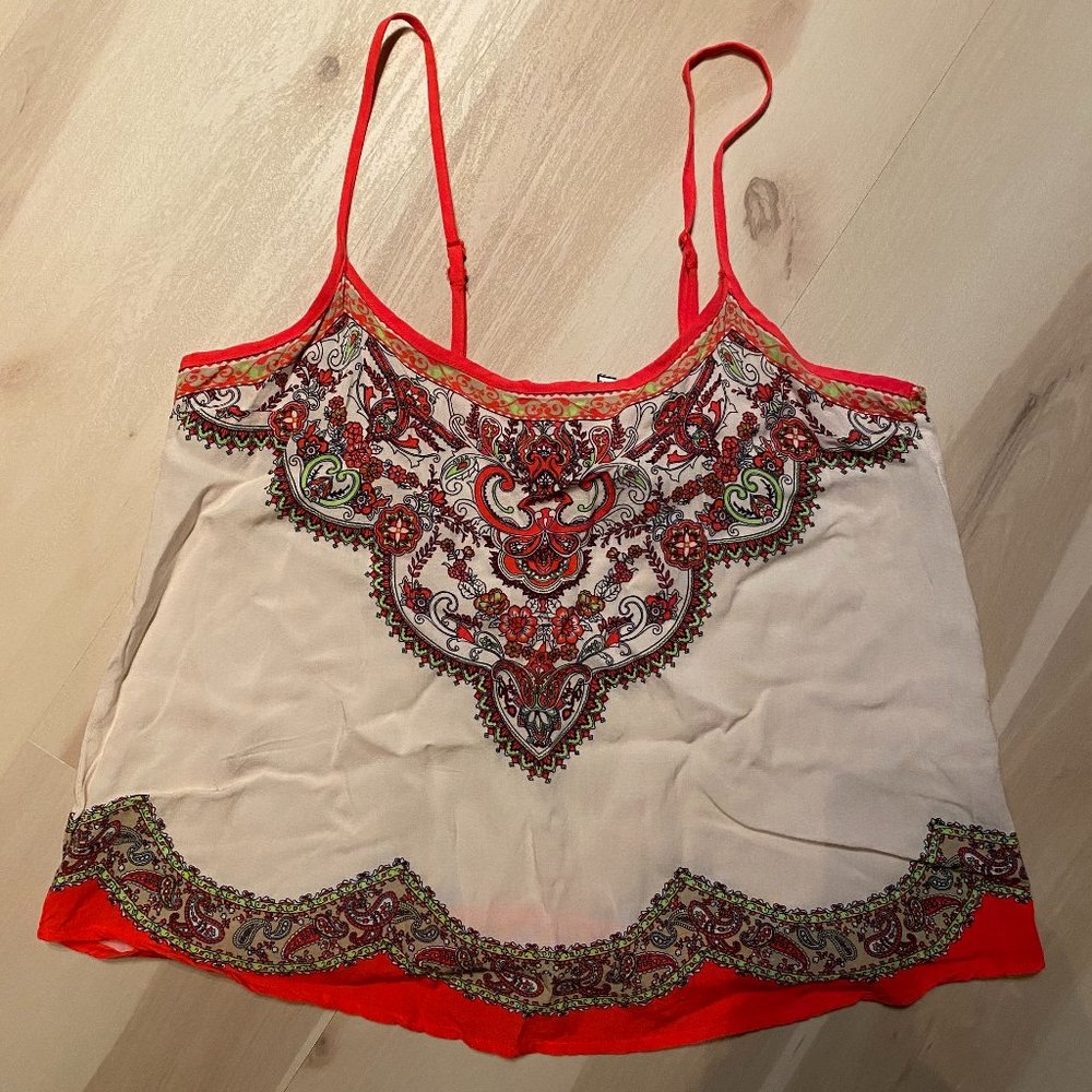 Flying Tomato Patterned Motif Blouse Tank Sz M